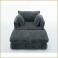 thumbnail image 3 of Chaise Lounge, 47.7'' Oversized Deep Seat Corduroy Chair with Movable Ottoman | Dark Gray | Minimalist Style, 3 of 7
