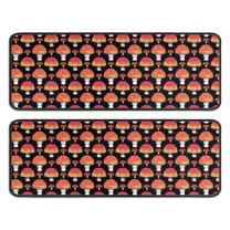 Kitchen Rugs Sets Of 2,Red Orange Mushroom Black Pattern Anti Fatigue Kitchen Mat Rugs Non Slip Washable,Decorative Kitchen Floor Mats for Kitchen,Sink,Laundry,17"x47" 17"x47"