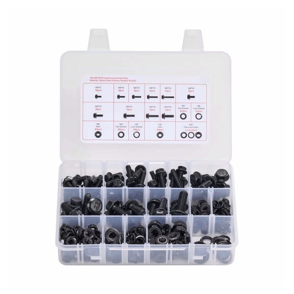 280 Pcs Metric Bolt Nut Assortment Kit - M6 M8 M10 Alloy Steel Fastener Set - Repair & DIY Hardware - Organized Storage Box Included