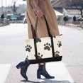 thumbnail image 4 of FORMRS Canvas Laptop Tote Bag for Women with 15.6" Computer Compartments Shoulder Handbag, Cute Cat Paw, 4 of 7