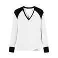 thumbnail image 5 of hotojiny Long Sleeve Shirts for Women Fashion Color Block V Neck Casual Tops Fall Clothes Fashion Tees Outfit S-XXL, 5 of 7