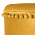 thumbnail image 5 of Kvell Pom Pom 15" Kids Storage Ottoman, Velvet Upholstery, Mustard, 5 of 8