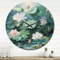 thumbnail image 2 of Designart "Lotus Pond Asian Painting II" Asian Oversized Wall Clock, 2 of 5