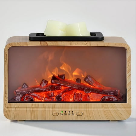 Electric Wax Burner by MeplLivs, Dynamic Flickering Flame, Fast Melting Aroma Warmer for Home Office, Safe PTC Technology, Light Wood Grain, Brown