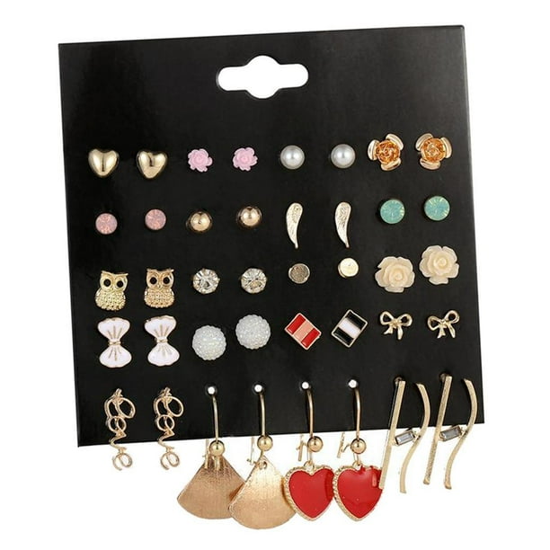 Imagen 4 de 20 Pares De Pendientes Y Cl&aacute;sicos Para Mujer, Pendientes Con Forma De Gota, Mixtos jinwen Aretes colgantes para mujer