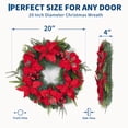thumbnail image 2 of Christmas Wreath 20 Inch Artificial Red Poinsettia Pine Cone Berry Wreath for Front Door Holiday Decor, 2 of 9