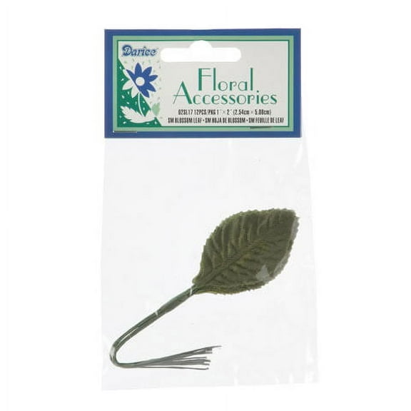 Darice Blossom Leaf - Green - 1 x 2 inches