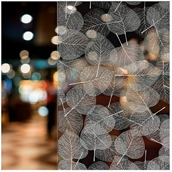 4WHLV Decorative Window Film White Leaves (36in X 22ft)