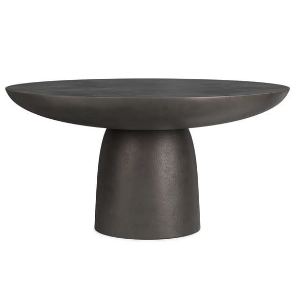 Simpli Home Alexa 30 inch Wide Contemporary Metal Round Pedestal Coffee Table in Black Nickel, Assembled