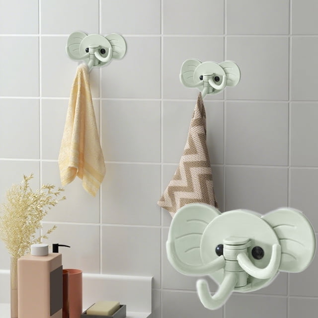 Gancho de pared con forma de elefante | Percha adhesiva sin dejar marcas con ganchos giratorios | Organizador de almacenamiento para el hogar, la cocina y el baño
