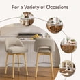 thumbnail image 3 of ReNest 27" Swivel Bar Stools, Upholstered Barstools with Wood Legs & Footrest, Counter Height Stools for Kitchen Island & Home Bar, Sand Fabric, Set of 4, 3 of 14