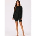 thumbnail image 3 of DARING DIVA Women's 2 Pcs Biker Shorts Lounge Sets Ribbed Knit Outfits Black S, 3 of 6