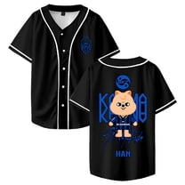 Stray Kids SKZ Karma Han Merch Baseball Jersey Short Sleeve Button-up Shirts Women Men Streetwear Tops