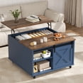 thumbnail image 6 of Walsunny Lift Top Coffee Table with Hidden Storage, Farmhouse Coffee Table with Adjustable Storage Shelves & Wheels Blue, 6 of 10