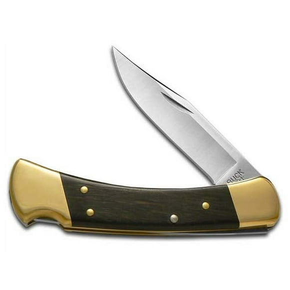 Buck 110 Folding Hunter Knife Ebony Wood Handle 420HC Stainless Pocket BRS-B