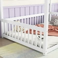 thumbnail image 3 of Miniyam Full Size Canopy FloorBed with Guardrails for Kids and Teens, White, 3 of 7