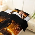 thumbnail image 4 of Manfei Silhouette Samurai Twin Comforter Sets for Boys Men, Fire Water Bedding Set, Black Gold, Black Reversible 2-Piece, 1 Comforter and 1 Pillowcase, 4 of 6