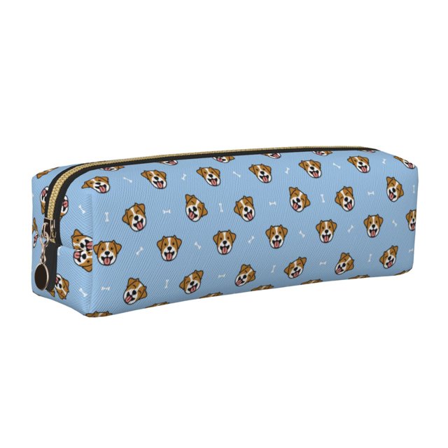 Fotbe Terrier Estuche para Lápices de Cuero con Estampado, Estuche con Cremallera Resistente, Organizador Compacto y Elegante para Papelería