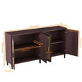 thumbnail image 6 of GZXS 70" Wide Farmhouse Sideboard with 4 Rattan Doors, Adjustable Shelves, and Solid Wood Legs, Modern Buffet Storage Cabinet for Kitchen, Living Room, Dining Room, Entryway (Brown), 6 of 7