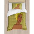 thumbnail image 3 of African Woman Duvet Cover Set King Size, Beautiful Native Fashion Lady Portrait Sexy Dress Earring Turban Make Up, Decorative 3 Piece Bedding Set with 2 Pillow Shams, Multicolor, by Ambesonne, 3 of 3