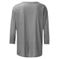 thumbnail image 4 of Dazajoo Solid Color 3/4 Length Sleeve Tops for Women Summer Casual Loose Fit Crew Neck T Shirts Womens Going Out Shirts Basic Tunic 2024,Gray,S, 4 of 5