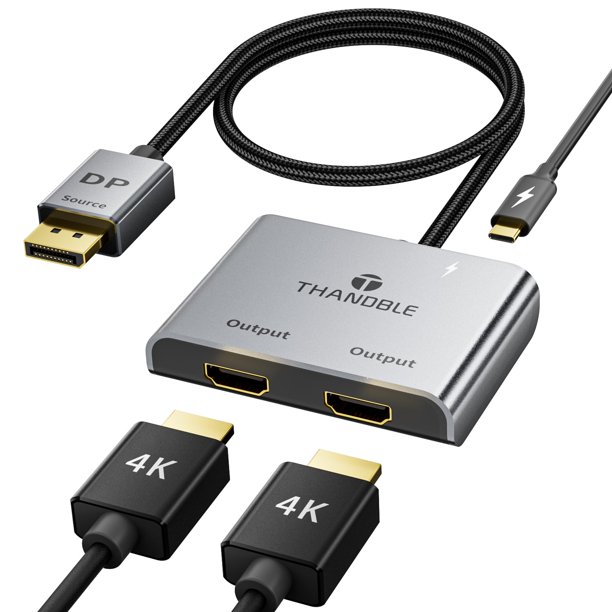 Adaptador DisplayPort a HDMI dual THANDBLE, divisor 4K @60Hz