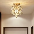 thumbnail image 2 of Clearance! Brass Moravian Star Light Flush Mount Ceiling Light with Clear Glass on Clearance Gold, 2 of 6