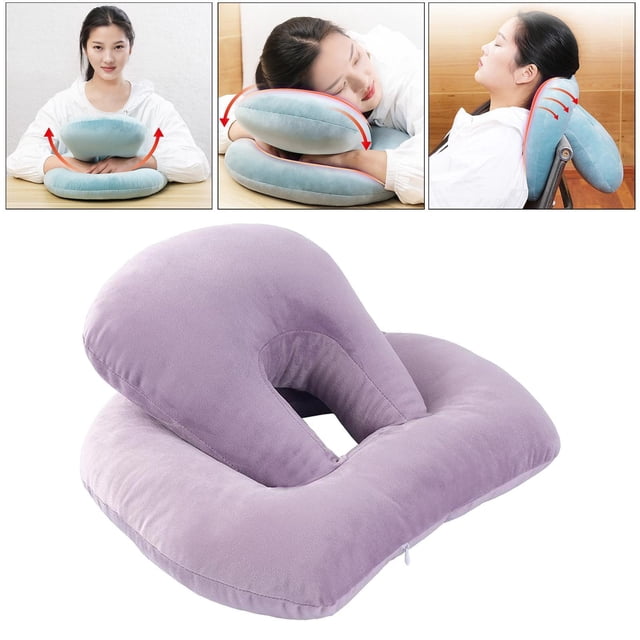 Soporte de cuello de almohada portátil súper suave para viajes de oficina, escritorio para , viajes de apoyo púrpura Macarena almohada para la siesta del cuello del escritorio