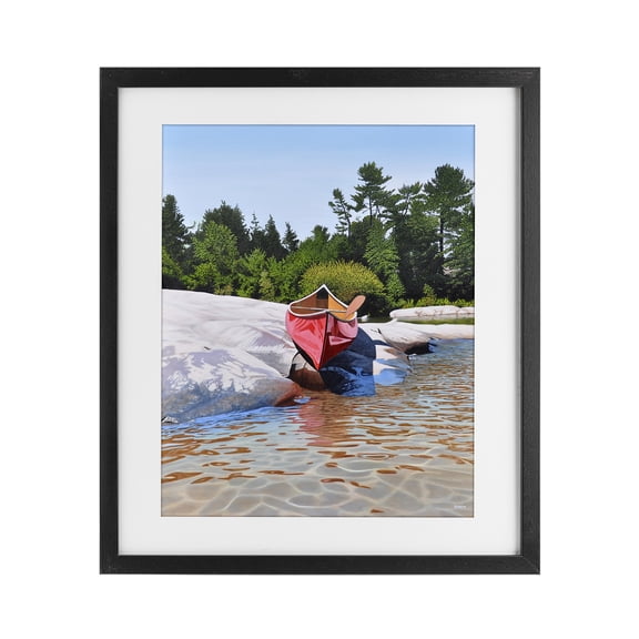 Stupell Industries Canoe at Water's Edge Black Framed Print Under Glass, design by Kenneth M Kirsch