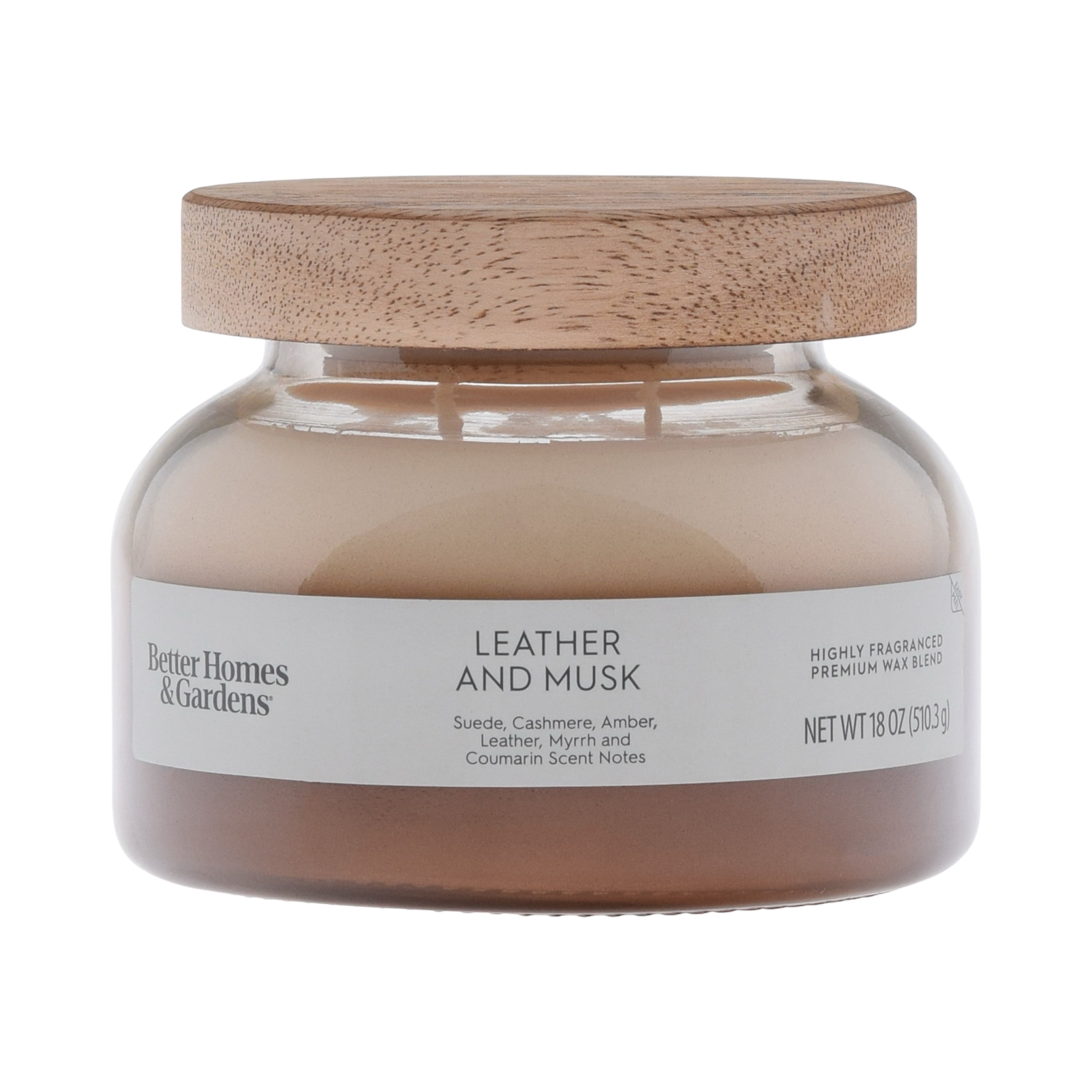 Better Homes and Gardens Leather and Musk Scented 2-Wick Ombre Jar Candle 18oz.