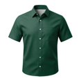 thumbnail image 5 of Mens Short Sleeve Button Down Shirt Casual Print Pocket Top Summer Lightweight Blouse for Work Travel Out Activities Dark Green 3XL, 5 of 6