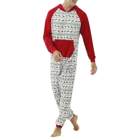 

Liliz Cute Christmas Printed Zipper Parent-child Hooded One-piece Pajamas