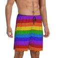 thumbnail image 2 of Bixox Men's Colorful Glitter Rainbow printed lightweight casual shorts, soft sleep shorts with pockets., 2 of 7
