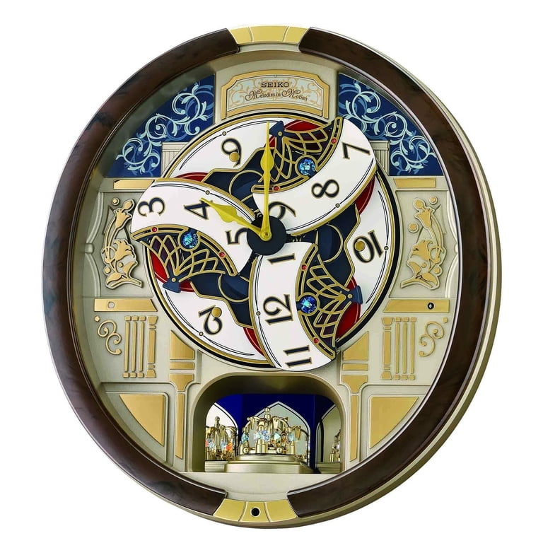 Seiko Golden Trellis Clock, Brown, 36 Melodies, Swarovski Crystals