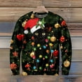 thumbnail image 4 of Wutalume Men's Christmas Print Collar Sweater with Holiday Elements, Festive and Fun for Seasonal Parties and Gifts,Dark Green L, 4 of 6