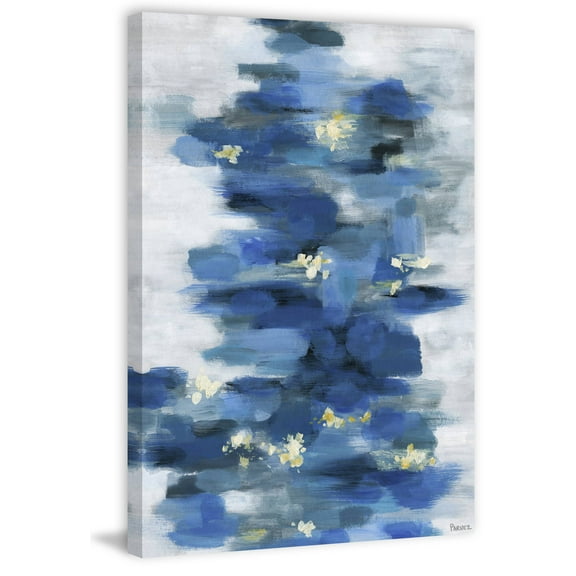 Parvez Taj "Blurry Blue Flowers" Painting Print on Wrapped Canvas