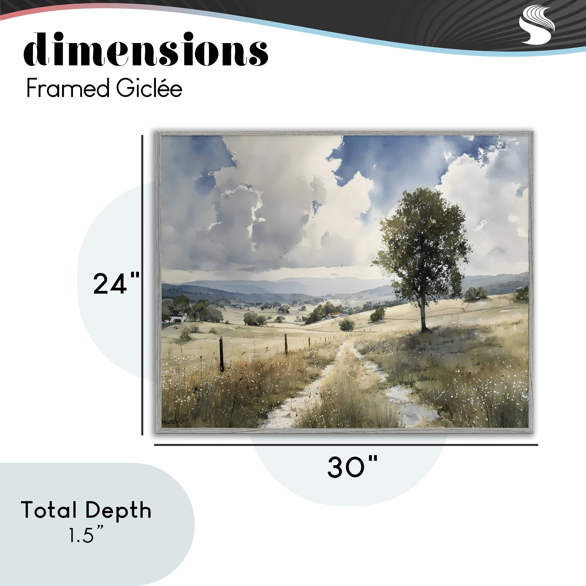 Stupell Industries Wagon Road Through Meadow Gray Framed Giclee Art, design by Franklyn Gregory