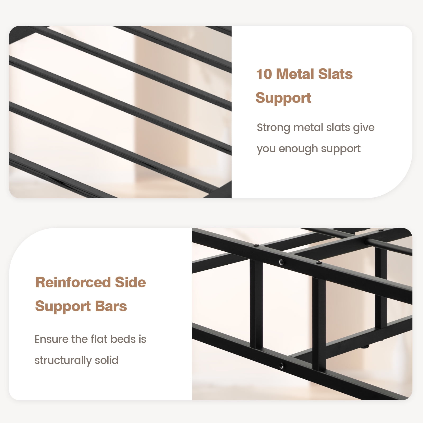 Giantex Queen Size Bed Frame, Metal Platform w/Heavy Duty Steel Slat Support, Mattress Foundation, No Box Spring Needed, Easy Assembly