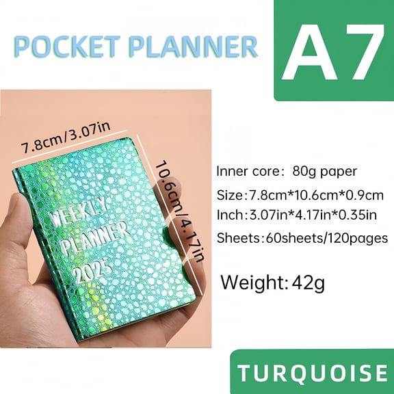 CCOCC 2025 Weekly Planner Mini Pocket Calendar Monthly Planner for Purse Daily Schedule Notebook with Date for office Home Writing Supplies