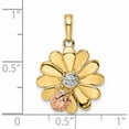 thumbnail image 3 of 14K Yellow & Rhodium With White And Rose Diamond-Cut Ladybug On Flower Pendant (24.34 X 16.88) Made In Peru -Jewelry By Sweet Pea, 3 of 6
