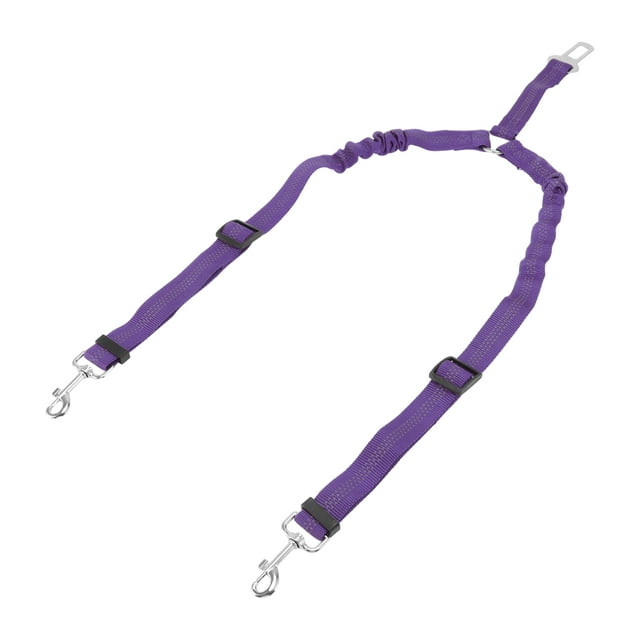 Cinturón de seguridad para perros dobles Unique Bargains de nylon, restricción de reposacabezas para mascotas en el automóvil, color púrpura