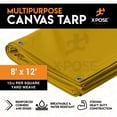 thumbnail image 2 of Xpose Safety Canvas Tarp - Tan 8' x 12' Duck Canvas Heavy Duty 12 oz Waterproof with Brass Grommets, Multipurpose Outdoor Waxed Tarpaulin for Camping, Canopy, Tent, Trailer, Machinery, Equipment Cover, 2 of 6