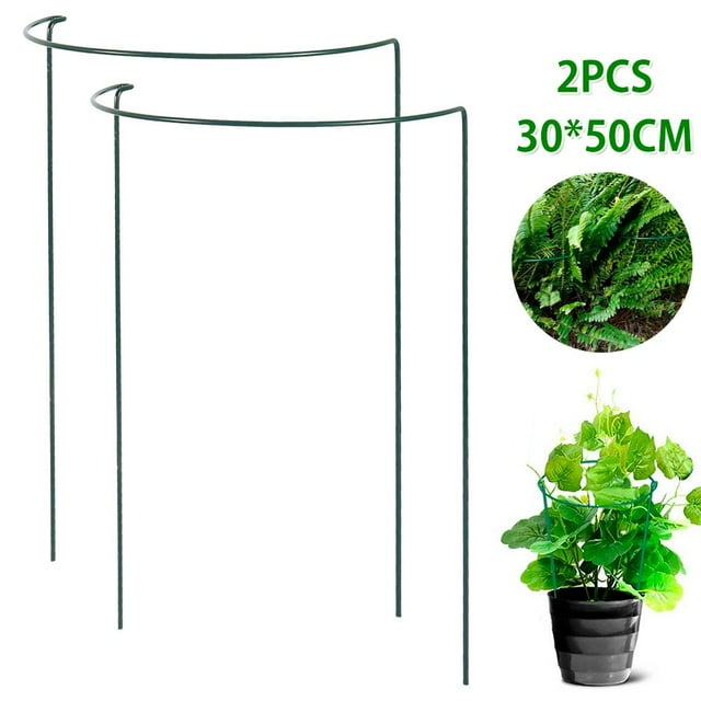 2Pcs Plant Support Stake Half Plant Support Ring Hoop Stakes DIY Climbing Trellis Plant Cage Support Ring
