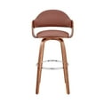 thumbnail image 3 of Daxton 26" Brown Faux Leather and Walnut Wood Bar Stool, 3 of 11