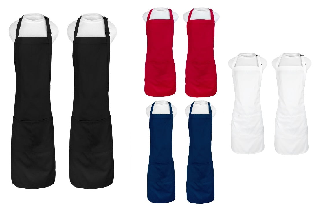 Kaufman 2 Pack Kitchen Aprons ,Cotton Adjustable Bib Apron with Two