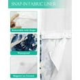 thumbnail image 3 of No Hook Shower Curtains with Snap in Liner, Navy Blue Botanical Peony Waterproof Fabric Shower Curtain, Vintage Floral Blossom Double Layers & See-Through Top Window Bathroom Curtains 54''x78'', 3 of 6