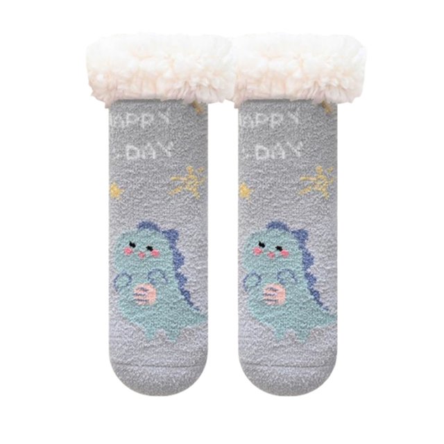 Girls Socks Christmas Cartoon Fuzzy Warm Fleece Non Slip Winter Slipper Socks GY2 4-7 Years
