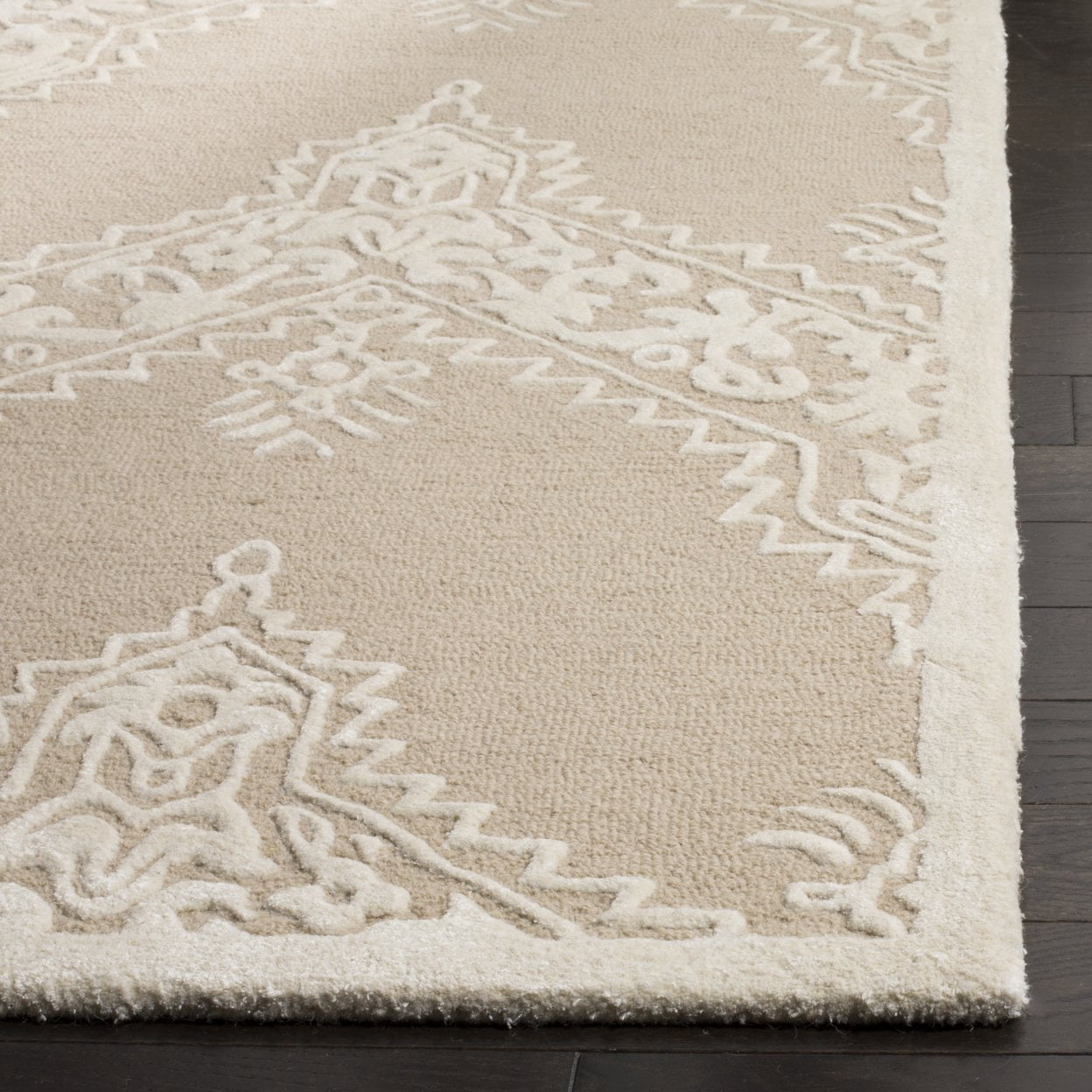 SAFAVIEH Manchester Naomh Medallion Striped Area Rug, Beige/Ivory, 3' x 5'
