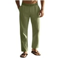 thumbnail image 3 of QATAINLAV Linen Pants for Men Casual Elastic Waist Loose Fit Beach Summer Pants with Pockets Lightweight Comfy Yoga Lounge Trousers Army Green XXXL Ofertas Relampago de Hoy, 3 of 9