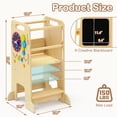 thumbnail image 2 of G TALECO GEAR Kitchen Kids Step Stool Helper, Wooden Toddler Tower with 3 Fun Learning Activities (Chalkboard,Gear Toy,Clock), Adjustable Height, Nature, 2 of 7